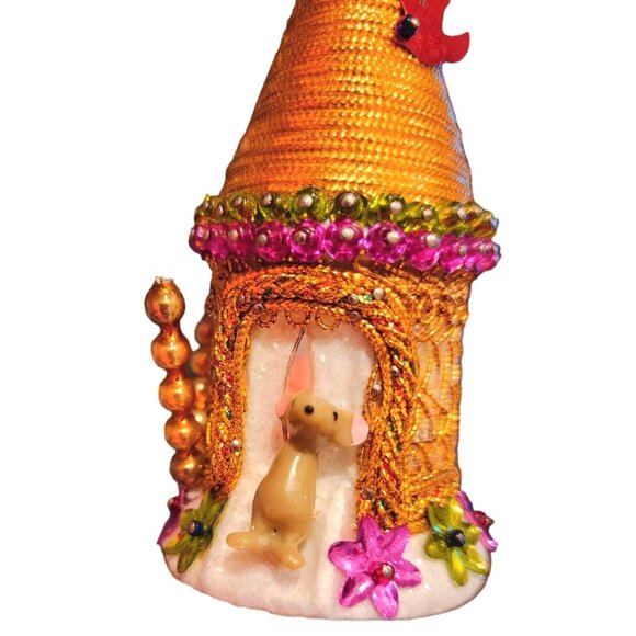 Vintage Handmade Push Pin Christmas Ornament Mid Century Retro Kitsch Hours of W - Picture 11 of 12